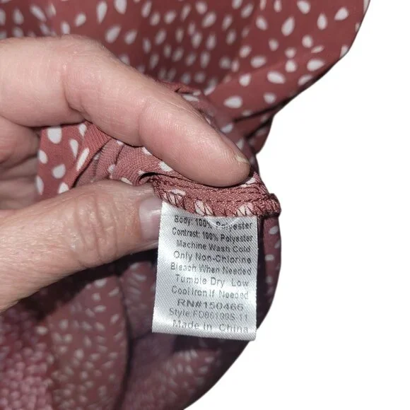 Fun2Fun Womens Mauve V-Neck Cap Sleeve Blouse With White Speckle Print - Size M - Picture 5 of 8
